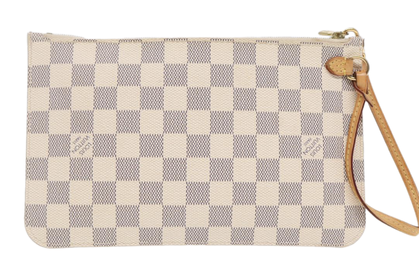 Louis Vuitton Wristlet Pochette Damier Azur Pouch White- excellent condition