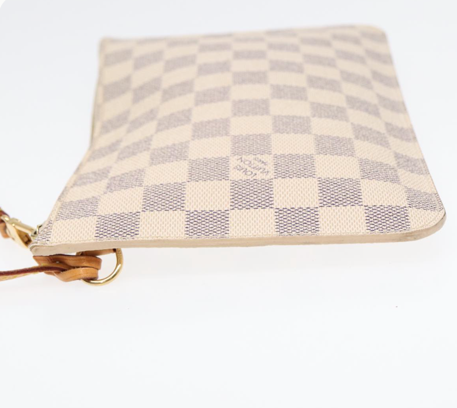 Louis Vuitton Wristlet Pochette Damier Azur Pouch White- excellent condition
