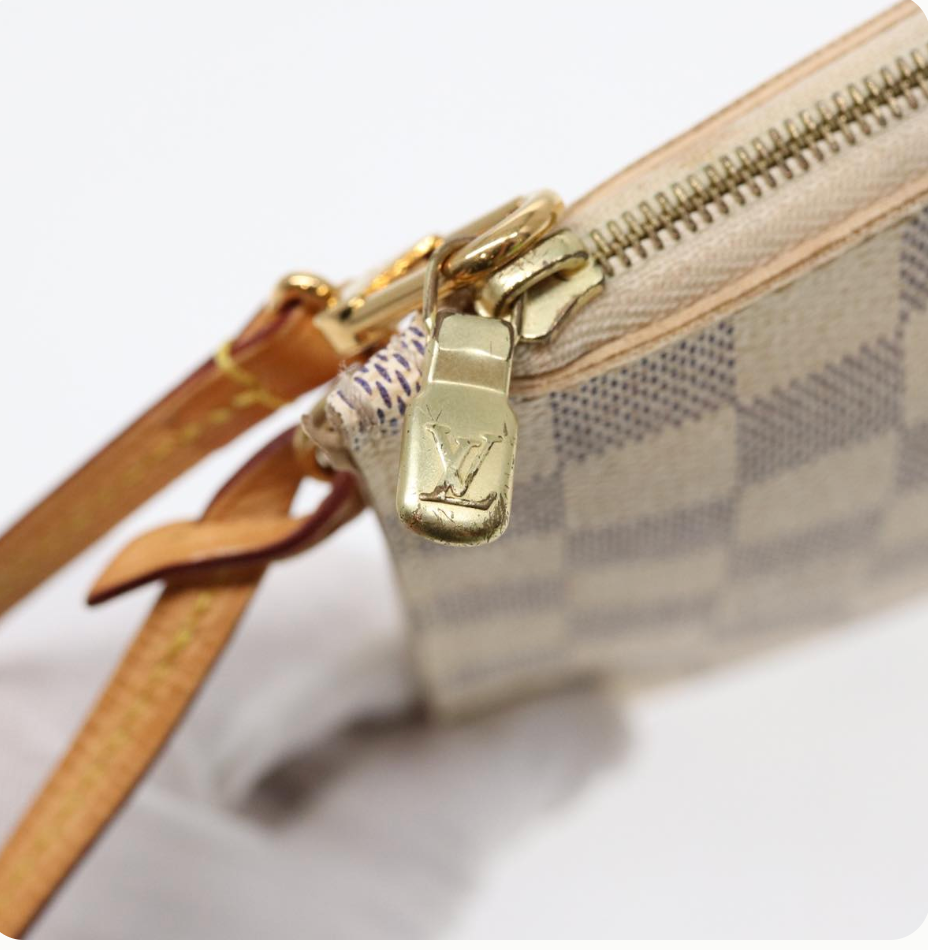 Louis Vuitton Wristlet Pochette Damier Azur Pouch White- excellent condition